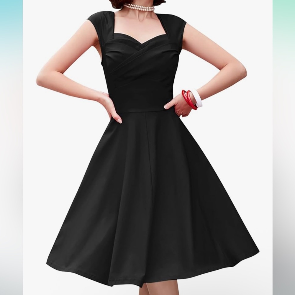 MUXXN Women's 1950s Capshoulder Vintage Wedding Retro Swing Dress NWT Size Large
